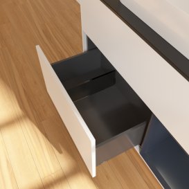 Тумба під раковину Villeroy & Boch Finion 100х50,1 см із підсвічуванням МДФ білий матовий лак/скло чорне матове G662HGMT