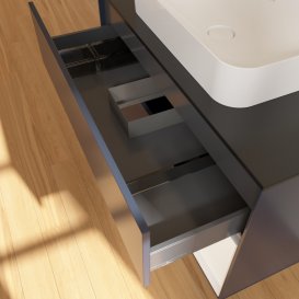 Тумба під раковину Villeroy & Boch Finion 100х50,1 см із підсвічуванням МДФ темно-синій матовий лак/скло чорне матове G662MTHG