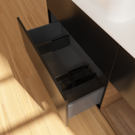 Тумба під раковину Villeroy & Boch Finion 120х50,1 см із підсвічуванням МДФ чорний матовий лак/скло біле матове G691GNPD