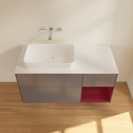 Тумба під раковину Villeroy & Boch Finion 120х50,1 см з підсвічуванням антрацит матовий лак/скло біле матове G691HBGK