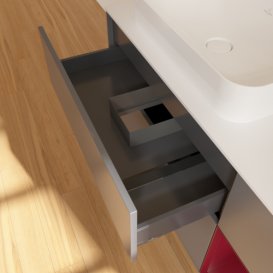 Тумба під раковину Villeroy & Boch Finion 120х50,1 см з підсвічуванням антрацит матовий лак/скло біле матове G691HBGK