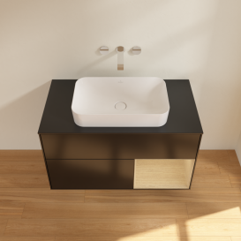 Тумба під раковину Villeroy & Boch Finion 100х50,1 см із підсвічуванням МДФ чорний матовий лак/скло чорне матове G662PCPD