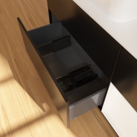 Тумба під раковину Villeroy & Boch Finion 120х50,1 см із підсвічуванням МДФ чорний матовий лак/скло біле матове G691MTPD