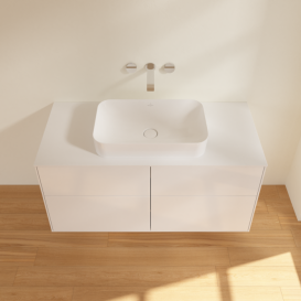 Тумба під раковину Villeroy & Boch Finion 120х50,1 см МДФ антрацит матовий лак/скло біле матове F67100GK