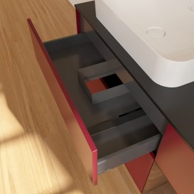 Тумба под раковину Villeroy & Boch Finion 120х50,1 см с подсветкой МДФ пион матовый лак/стекло черное матовое G692GNHB