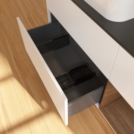 Тумба під раковину Villeroy & Boch Finion 120х50,1 см із підсвічуванням МДФ білий матовий лак/скло чорне матове G692GNMT