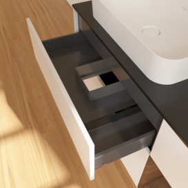 Тумба під раковину Villeroy & Boch Finion 120х50,1 см із підсвічуванням МДФ білий матовий лак/скло чорне матове G692GNMT