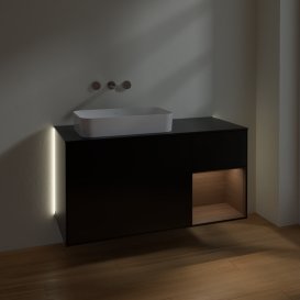 Тумба під раковину Villeroy & Boch Finion 120х50,1 см з підсвічуванням МДФ чорний матовий лак/скло чорне матове G692GNPD