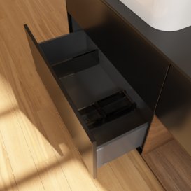 Тумба під раковину Villeroy & Boch Finion 120х50,1 см з підсвічуванням МДФ чорний матовий лак/скло чорне матове G692GNPD
