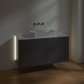 Тумба під раковину Villeroy & Boch Finion 120х50,1 см із підсвічуванням МДФ антрацит матовий лак/скло біле матове G67100GK