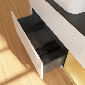 Тумба под раковину Villeroy & Boch Finion 120х50,1 см с подсветкой МДФ глянцевый белый лак/стекло черное матовое G692HFGF