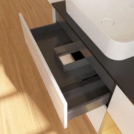 Тумба под раковину Villeroy & Boch Finion 120х50,1 см с подсветкой МДФ глянцевый белый лак/стекло черное матовое G692HFGF