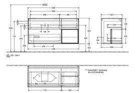 Тумба под раковину Villeroy & Boch Finion 120х50,1 см с подсветкой МДФ шпон грецкого ореха/стекло черное матовое G692HFGN