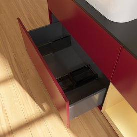 Тумба под раковину Villeroy & Boch Finion 120х50,1 см с подсветкой МДФ пион матовый лак/стекло черное матовое G692HFHB