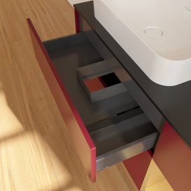 Тумба под раковину Villeroy & Boch Finion 120х50,1 см с подсветкой МДФ пион матовый лак/стекло черное матовое G692HFHB