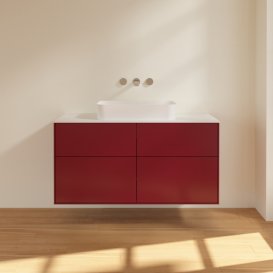 Тумба під раковину Villeroy & Boch Finion 120х50,1 см з підсвічуванням МДФ півонія матовий лак/скло біле матове G67100HB