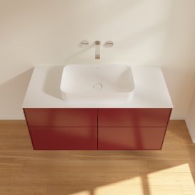 Тумба під раковину Villeroy & Boch Finion 120х50,1 см з підсвічуванням МДФ півонія матовий лак/скло біле матове G67100HB