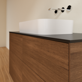 Тумба под раковину Villeroy & Boch Finion 120х50,1 см с подсветкой МДФ шпон грецкого ореха/стекло черное матовое G67200GN