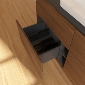 Тумба под раковину Villeroy & Boch Finion 120х50,1 см с подсветкой МДФ шпон грецкого ореха/стекло черное матовое G67200GN