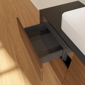 Тумба под раковину Villeroy & Boch Finion 120х50,1 см с подсветкой МДФ шпон грецкого ореха/стекло черное матовое G67200GN