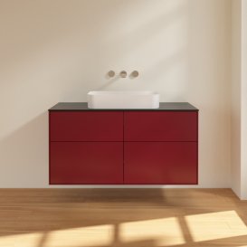 Тумба под раковину Villeroy & Boch Finion 120х50,1 см с подсветкой МДФ пион матовый лак/стекло черное матовое G67200HB