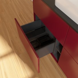 Тумба под раковину Villeroy & Boch Finion 120х50,1 см с подсветкой МДФ пион матовый лак/стекло черное матовое G67200HB