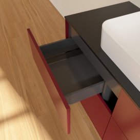 Тумба под раковину Villeroy & Boch Finion 120х50,1 см с подсветкой МДФ пион матовый лак/стекло черное матовое G67200HB