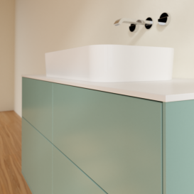 Тумба під раковину Villeroy & Boch Finion 120х50,1 см із підсвічуванням МДФ оливковий матовий лак/скло біле матове G67100GM