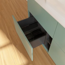 Тумба під раковину Villeroy & Boch Finion 120х50,1 см із підсвічуванням МДФ оливковий матовий лак/скло біле матове G67100GM