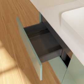 Тумба під раковину Villeroy & Boch Finion 120х50,1 см із підсвічуванням МДФ оливковий матовий лак/скло біле матове G67100GM