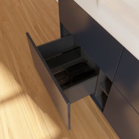 Тумба під раковину Villeroy & Boch Finion 120х50,1 см із підсвічуванням МДФ темно-синій матовий лак/скло біле матове G67100HG