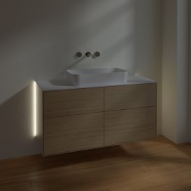 Тумба під раковину Villeroy & Boch Finion 120х50,1 см із підсвічуванням МДФ шпон дуба/скло біле матове G67100PC