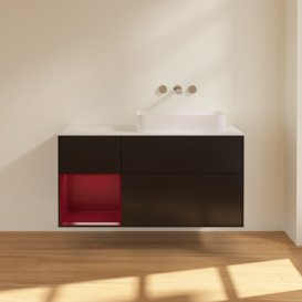 Тумба під раковину Villeroy & Boch Finion 120х50,1 см із підсвічуванням МДФ чорний матовий лак/скло біле матове  F681HBPD