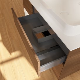 Тумба под раковину Villeroy & Boch Finion 120х50,1 см с подсветкой МДФ шпон грецкого ореха/стекло белое матовое F681MTGN