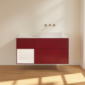 Тумба под раковину Villeroy & Boch Finion 120х50,1 см с подсветкой МДФ пион матовый лак/стекло белое матовое F681MTHB