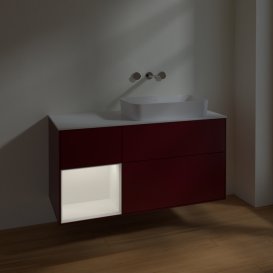 Тумба під раковину Villeroy & Boch Finion 120х50,1 см із підсвічуванням МДФ півонія матовий лак/скло біле матове F681MTHB