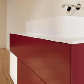 Тумба под раковину Villeroy & Boch Finion 120х50,1 см с подсветкой МДФ пион матовый лак/стекло белое матовое F681MTHB