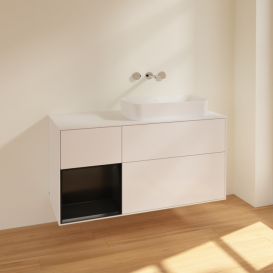 Тумба под раковину Villeroy & Boch Finion 120х50,1 см с подсветкой МДФ глянцевый белый лак/стекло белое матовое F681PDGF