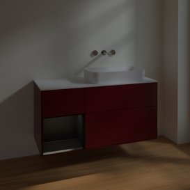 Тумба під раковину Villeroy & Boch Finion 120х50,1 см із підсвічуванням МДФ півонія матовий лак/скло біле матове F681PDHB