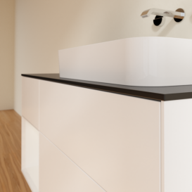 Тумба под раковину Villeroy & Boch Finion 120х50,1 см с подсветкой МДФ белый матовый лак/стекло черное матовое F682GFMT