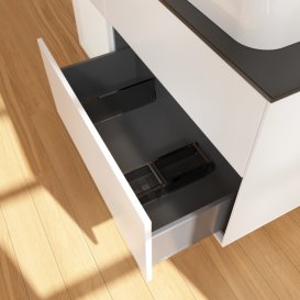 Тумба под раковину Villeroy & Boch Finion 120х50,1 см с подсветкой МДФ белый матовый лак/стекло черное матовое F682GFMT