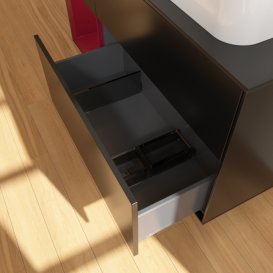 Тумба під раковину Villeroy & Boch Finion 120х50,1 см із підсвічуванням МДФ чорний матовий лак/скло чорне матове F682HBPD