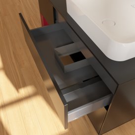 Тумба під раковину Villeroy & Boch Finion 120х50,1 см із підсвічуванням МДФ чорний матовий лак/скло чорне матове F682HBPD