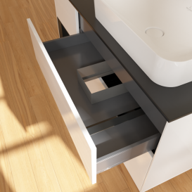 Тумба під раковину Villeroy & Boch Finion 120х50,1 см с подсветкой МДФ білий глянцевий лак/скло чорне матове F682PDGF