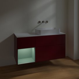 Тумба під раковину Villeroy & Boch Finion 120х50,1 см із підсвічуванням МДФ півонія матовий лак/скло біле матове F681GMHB