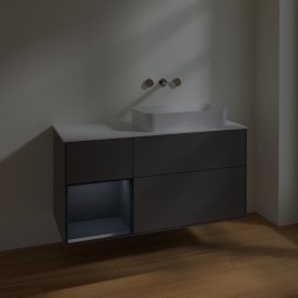 Тумба под раковину Villeroy & Boch Finion 120х50,1 см с подсветкой МДФ антрацит матовый лак/стекло белое матовое F681HGGK