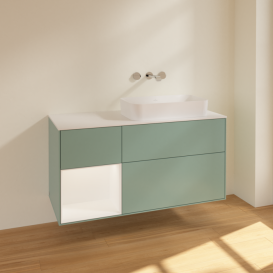 Тумба под раковину Villeroy & Boch Finion 120х50,1 см с подсветкой МДФ оливковый матовый лак/стекло белое матовое F681MTGM