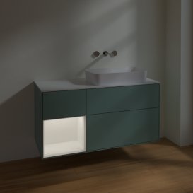 Тумба под раковину Villeroy & Boch Finion 120х50,1 см с подсветкой МДФ оливковый матовый лак/стекло белое матовое F681MTGM