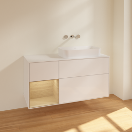 Тумба під раковину Villeroy & Boch Finion 120х50,1 см с подсветкой МДФ білий глянцевий лак/скло біле матове F681PCGF