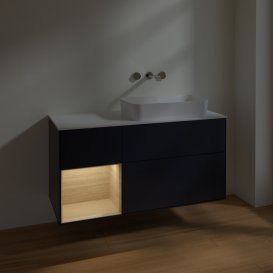 Тумба под раковину Villeroy & Boch Finion 120х50,1 см с подсветкой МДФ темно-синий матовый лак/стекло белое матовое F681PCHG